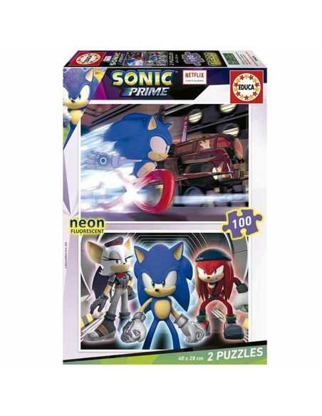 Set di 2 Puzzle Educa Neon Sonic 100 Pezzi