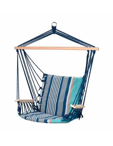 Swing Blue Wood Cotton With armrests Striped 53 x 100 cm