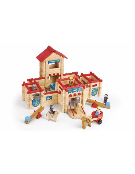 Action Figures Jeujura The Wooden Castle Fort 300 Pieces Playset