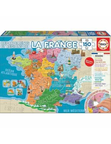 Puzzle Enfant Educa Departments and Regions of France 150 Pièces Carte