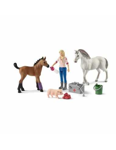 animaux Schleich Vet visiting mare and foal Plastique Cheval