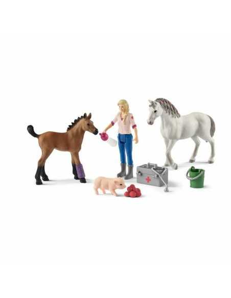 animaux Schleich Vet visiting mare and foal Plastique Cheval