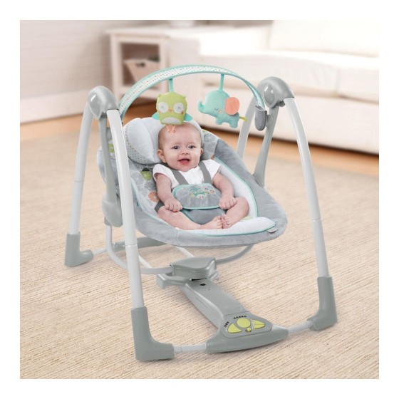 Fauteuil à Bascule Ingenuity Compact Swing - Hugs & Hoots Blanc Gris