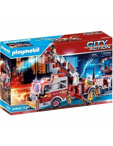 Playset di Veicoli Playmobil Fire Truck with Ladder 70935 113 Pezzi 