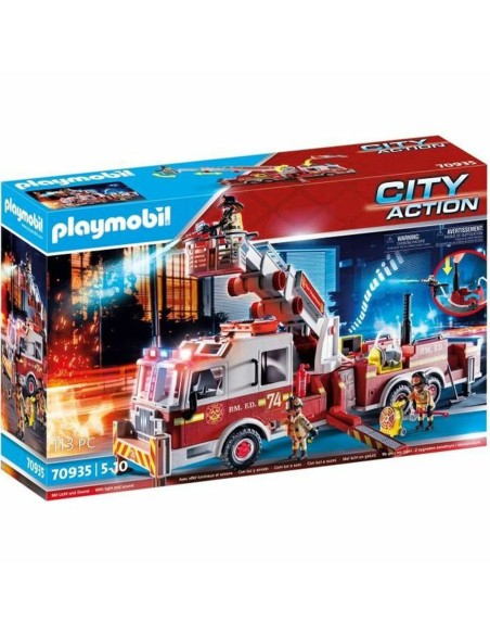 Playset di Veicoli Playmobil Fire Truck with Ladder 70935 113 Pezzi 