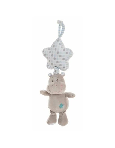 Peluche Hochet Hippopotame 35 cm Bleu