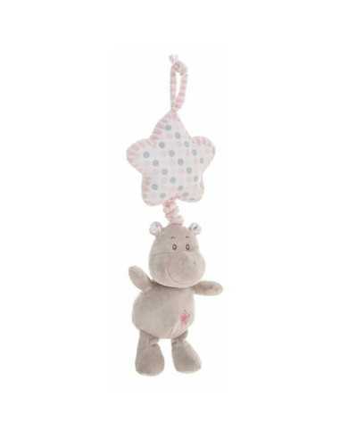 Peluche Hochet Hippopotame 35 cm Rose