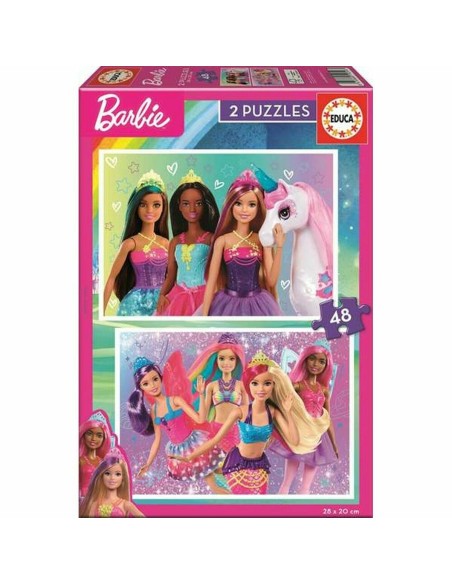 2-Puzzle Set Barbie Girl 48 Pieces 28 x 20 cm 