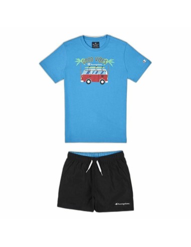 Ensemble de Sport pour Enfants Champion Bleu 2 Pièces Aigue marine