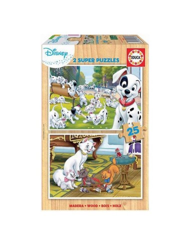 Set de 2 Puzzles Disney Dalmatians + Aristochats 25 Pièces