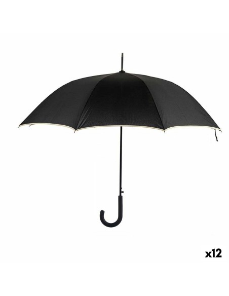 Regenschirm Schwarz Creme Metall Faser 95 x 95 x 86 cm (12 Stück)