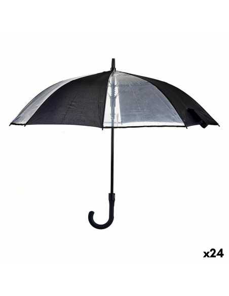 Parapluie Noir Transparent Métal Tissu 96 x 96 x 84,5 cm (24 Unités)