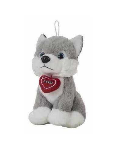 Jouet Peluche Husky Coeur 28 cm