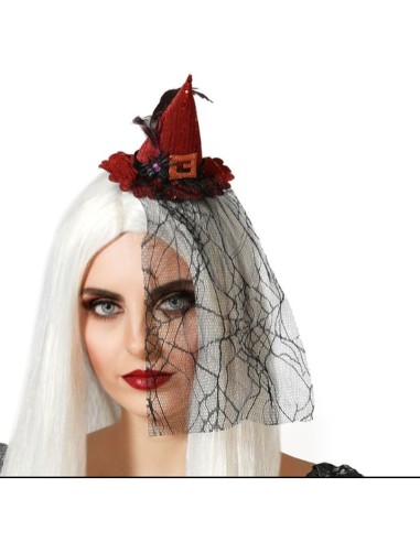 Serre-tête Chapeau Sorcière Halloween Rouge