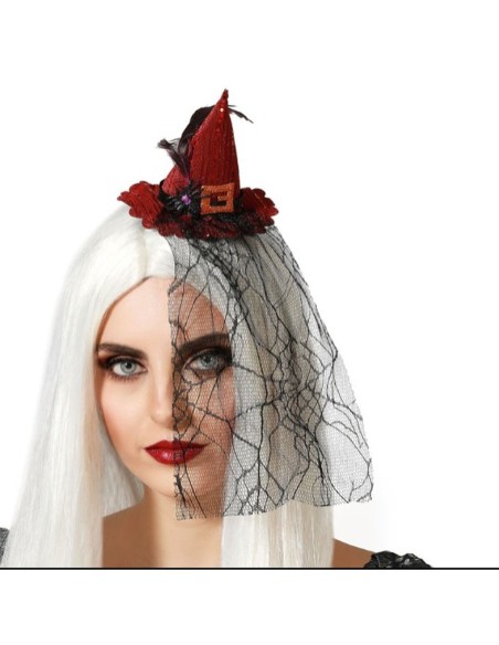 Serre-tête Chapeau Sorcière Halloween Rouge