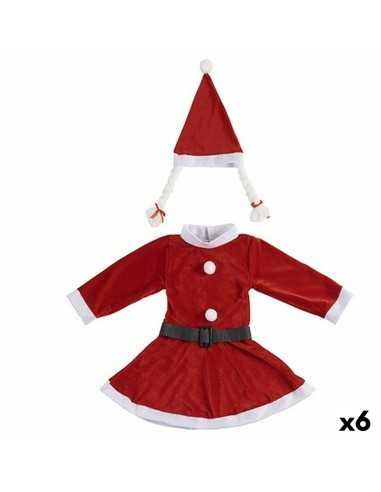 Costume per Bambini 9-13 Anni Mamma Natale Bianco Rosso (6 Unità)