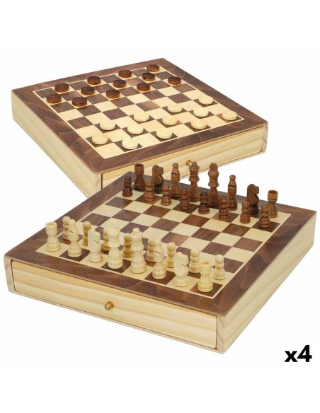 Échecs et dames Colorbaby Tiroir Bois (4 Unités)