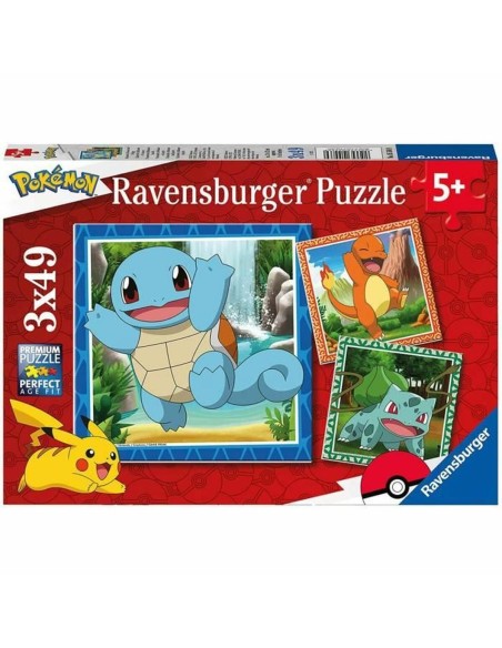 Set di 3 Puzzle Pokémon Ravensburger 05586 Bulbasaur, Charmander & Squirtle 147 Pezzi