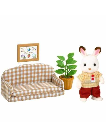 Figurine d’action Sylvanian Families Papa Rabbit Chocolate and Living Room