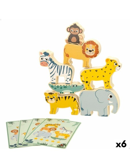 Gioco di Costruzione + Personaggi Woomax animali 16 Pezzi 7 x 7 x 1,5 cm (6 Unità)