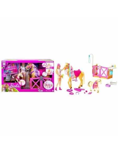 Ensemble de jouets Barbie Toilettage des Chevaux Plastique