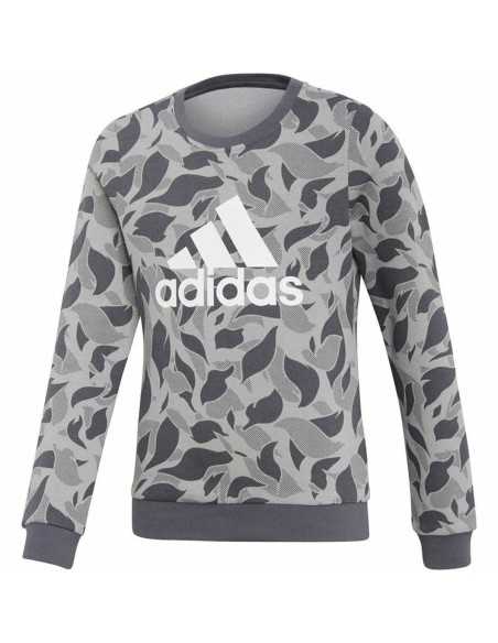 Felpa senza Cappuccio da Bambina Adidas ID Crew Grigio Grigio chiaro