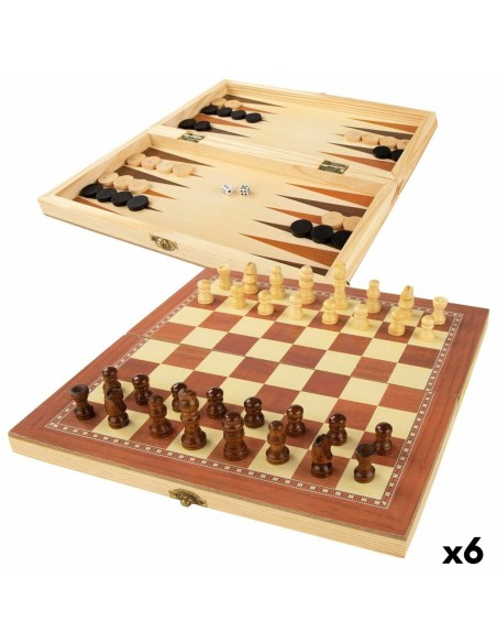 Schach- und Dame-Brett Colorbaby Backgammon Holz (6 Stück)