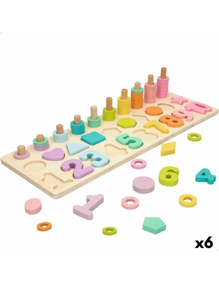 Puzzle enfant en bois Woomax Formes Numéros + 3 ans (6 Unités)