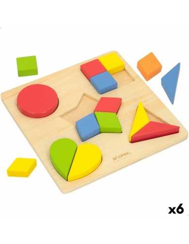 Puzzle di Legno per Bambini Woomax Forme + 12 Mesi 16 Pezzi (6 Unità)