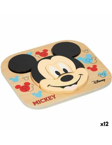 Child's Wooden Puzzle Disney Mickey Mouse + 12 Months 6 Pieces (12 Units)