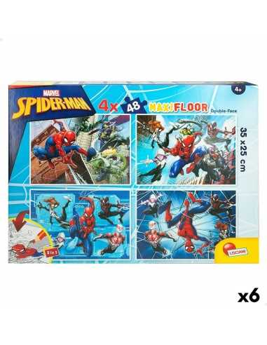 Kinderpuzzle Spider-Man Beidseitig 4 in 1 48 Stücke 35 x 1,5 x 25 cm (6 Stück)