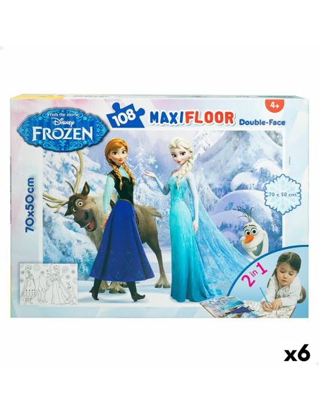 Child's Puzzle Frozen Double-sided 108 Pieces 70 x 1,5 x 50 cm (6 Units)