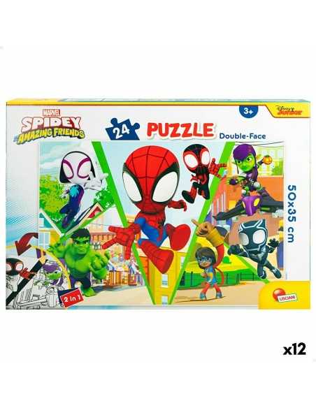 Child's Puzzle Spidey Double-sided 50 x 35 cm 24 Pieces (12 Units)