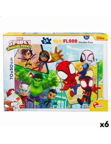 Child's Puzzle Spidey Double-sided 24 Pieces 70 x 1,5 x 50 cm (6 Units)