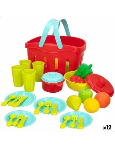 Set de jouets alimentaires Colorbaby Linge et ustensiles de cuisine 36 Pièces (12 Unités)