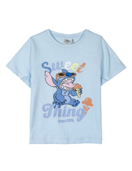 Maglia a Maniche Corte per Bambini Stitch Azzurro Chiaro