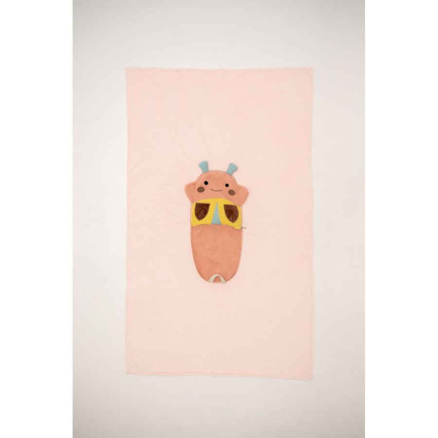 Blanket Crochetts Blanket Yellow Pink Ladybird 85 x 140 x 2 cm