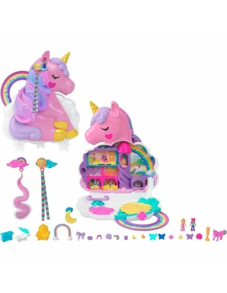 Playset Polly Pocket Coffret Salon De Coiffure Licorne Arc-En-Ciel