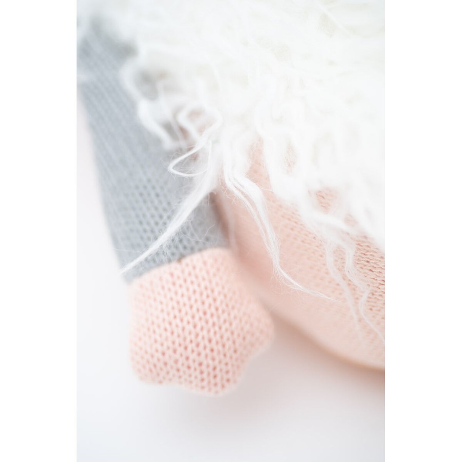 Kissen Crochetts Weiß Grau Rosa Hase 24 x 34 x 9 cm