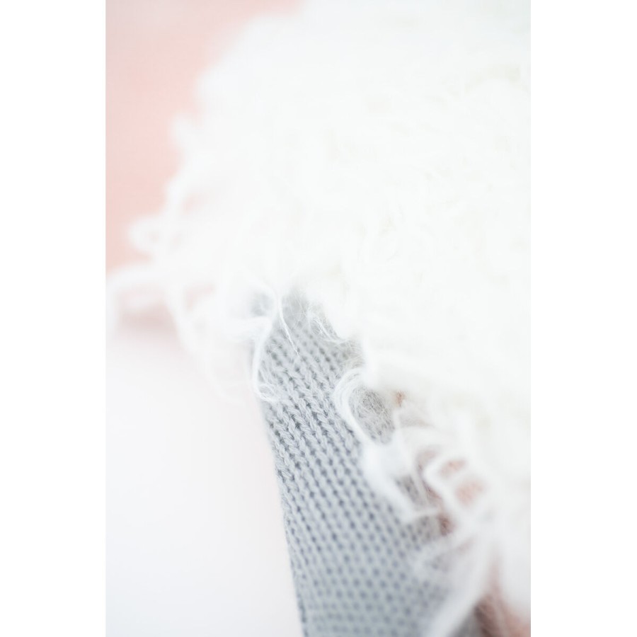 Coussin Crochetts Blanc Gris Rose Lapin 24 x 34 x 9 cm