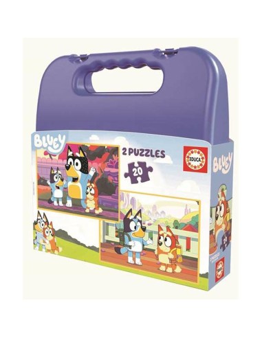 2-Puzzle Set Bluey Briefcase 20 Pieces