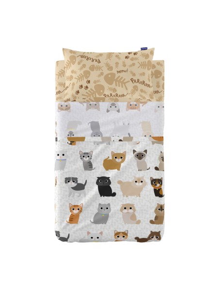 Jeu de draps HappyFriday Mr Fox Cats Multicouleur Lit de bébé 2 Pièces