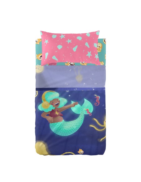 Set di Lenzuola HappyFriday Mr Fox Happy Mermaid Multicolore Culla Neonato 2 Pezzi