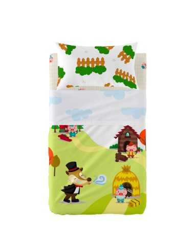 Bedding set HappyFriday Mr Fox Piggys Multicolour Baby Crib 2 Pieces