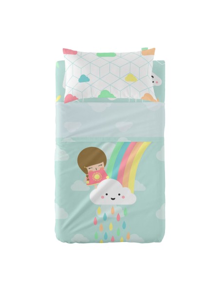 Jeu de draps HappyFriday Happynois Rainbow Multicouleur Lit de bébé 2 Pièces