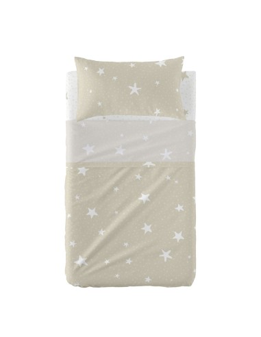 Set di Lenzuola HappyFriday Basic Kids Little star Beige Culla Neonato 2 Pezzi