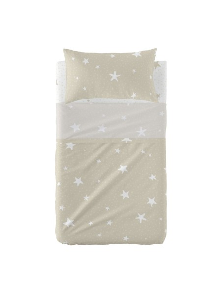 Bettwäsche-Set HappyFriday Basic Kids Little star Beige Babybettchen 2 Stücke