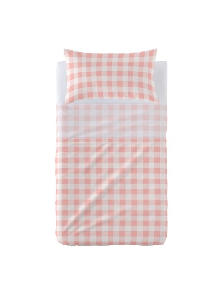 Jeu de draps HappyFriday Basic Kids Vichy Rose Lit de bébé 2 Pièces