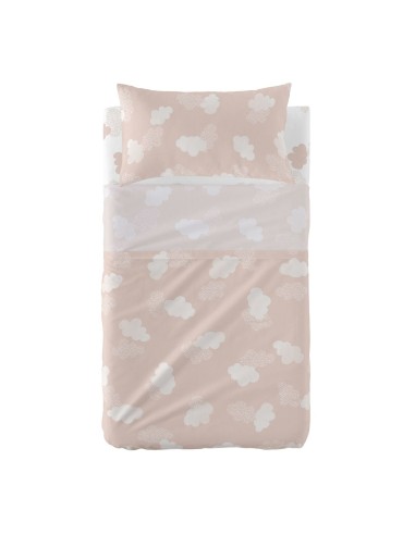 Bedding set HappyFriday Basic Kids Clouds Pink Baby Crib 2 Pieces