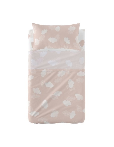 Set di Lenzuola HappyFriday Basic Kids Clouds Rosa Culla Neonato 2 Pezzi